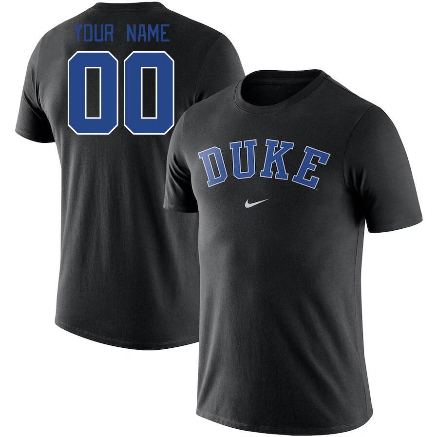 Custom Duke Blue Devils Name And Number College Tshirt-Black